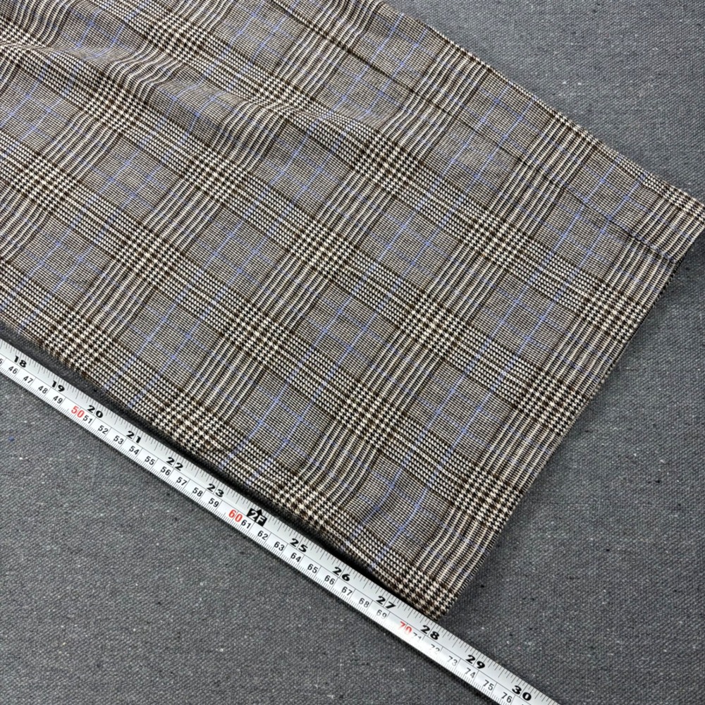 Madewell Slouchy Straight Pants Womens 8 Brown Plaid Pleated Wool Blend Trousers - Picture 9 of 10